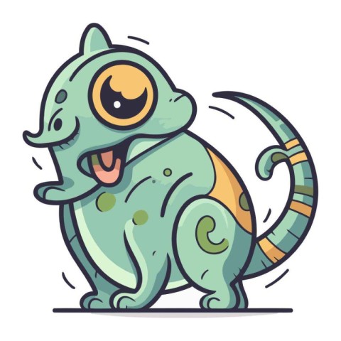 Cartoon funny chameleon. Vector illustration for your design.