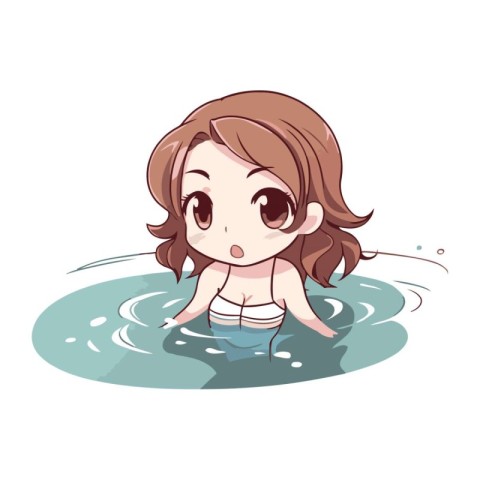 cute girl in the pool. vector illustration. eps10