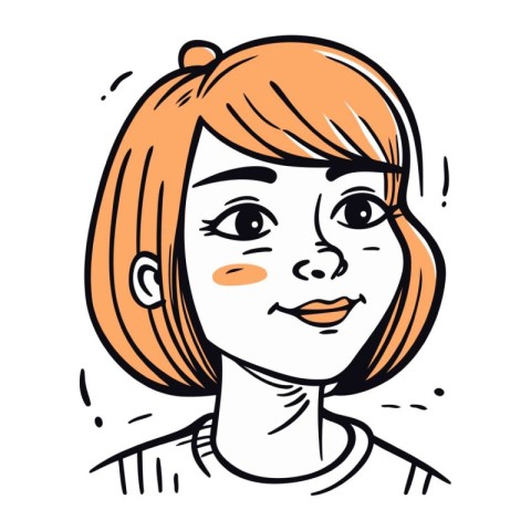 Vector illustration of a girl with red hair and freckles.