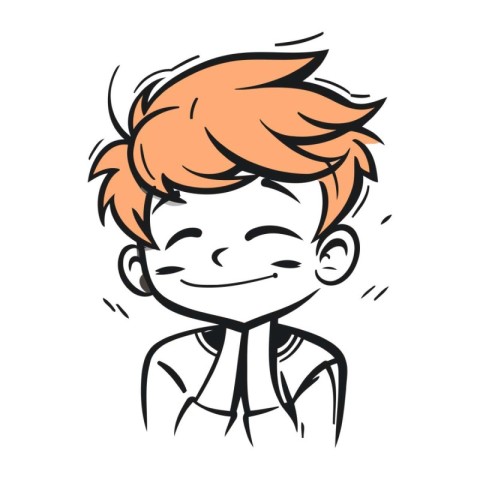 Vector illustration of a happy boy with red hair. Cartoon style.