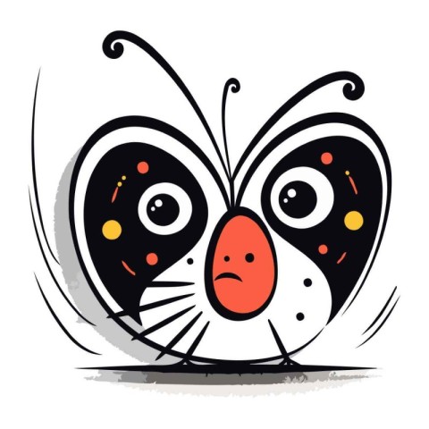 Funny cartoon butterfly on a white background. Vector illustrati