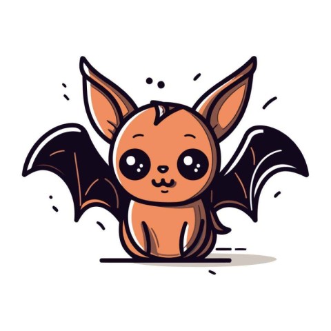 Cute cartoon bat. Vector illustration. Isolated on white backgro