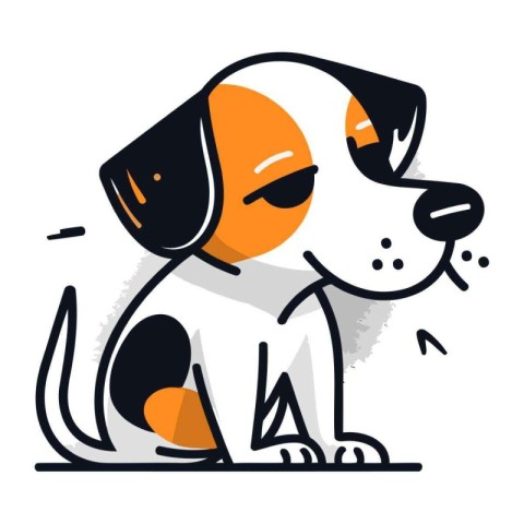 Cute cartoon dog. Vector illustration isolated on a white backgr