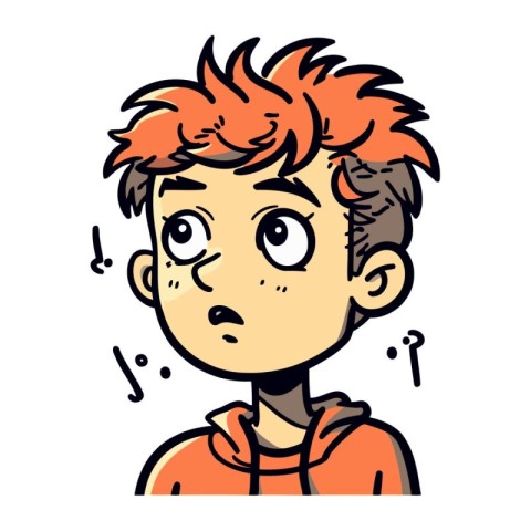 Cute boy with red hair. Vector illustration in cartoon style.