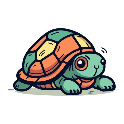 Cartoon cute turtle. Vector illustration isolated on a white bac