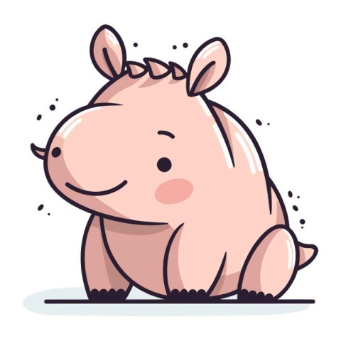 Cute hippo cartoon character. Vector illustration of a cute hipp