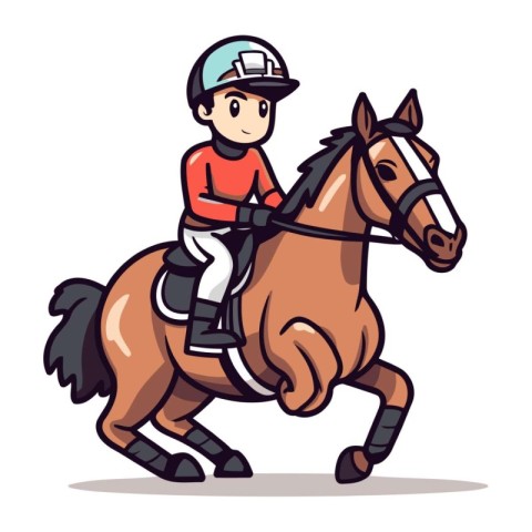 Horse riding. equestrian sport. Cartoon vector illustration.