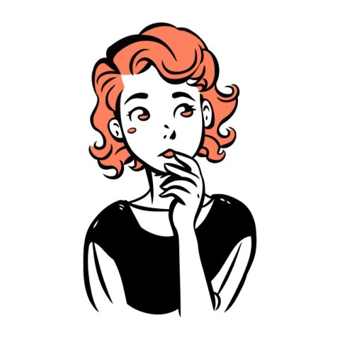 Illustration of a young red haired girl in a black T shirt