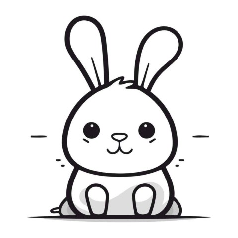 Cute cartoon rabbit. Vector illustration on white background. Is