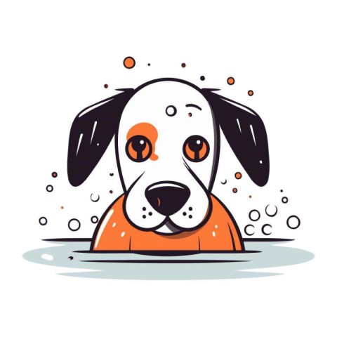 Cute cartoon dog in doodle style. Vector illustration.