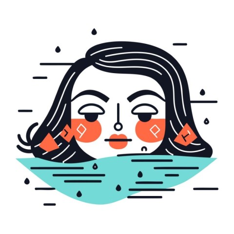 Face of woman with eyes closed. Vector illustration in flat styl