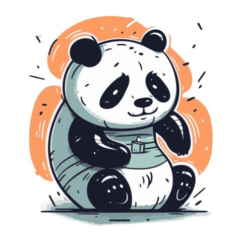 Cute cartoon panda bear. Vector illustration of a panda bear.