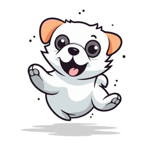 Cute dog running cartoon vector illustration. Isolated on white