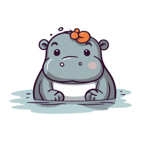 Cute hippopotamus. Vector illustration of a cartoon hippo.