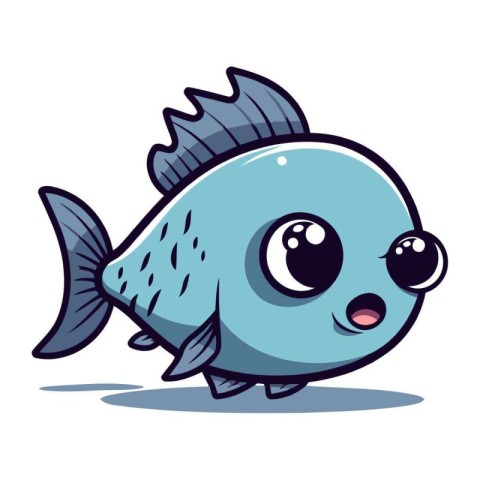 Cute cartoon fish. Vector illustration isolated on a white backg