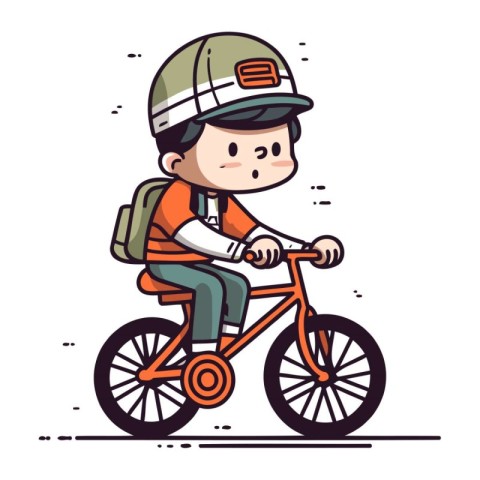 Cute boy riding a bicycle. Vector illustration in cartoon style.