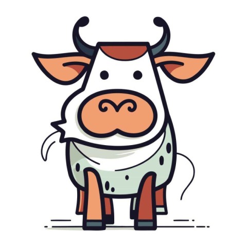 Vector illustration of a cute cartoon cow. Cute farm animal.