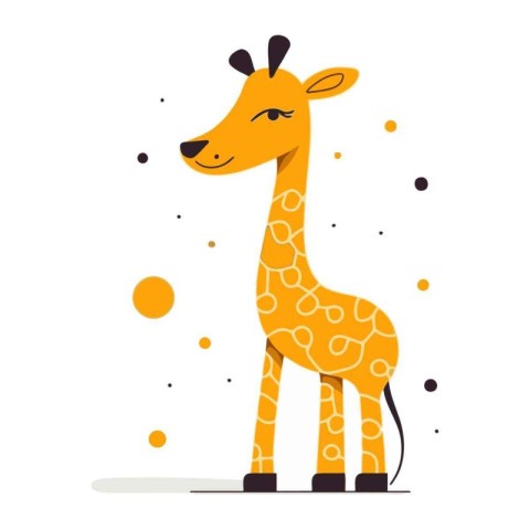 Giraffe flat vector illustration. Cute cartoon animal isolated o