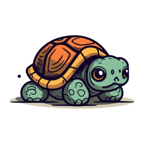 Cute cartoon turtle. Vector illustration isolated on a white bac