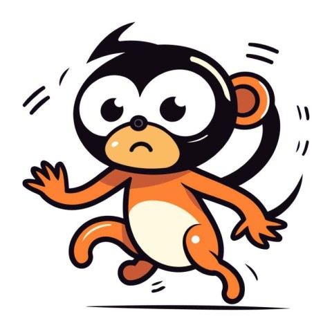 Cartoon monkey running vector illustration isolated on white bac