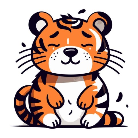 Cute tiger. Vector illustration in cartoon style. Isolated on wh