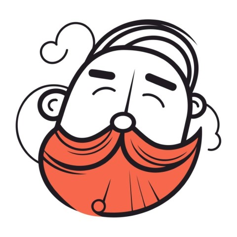 Cartoon old man with mustache and red scarf. Vector illustration