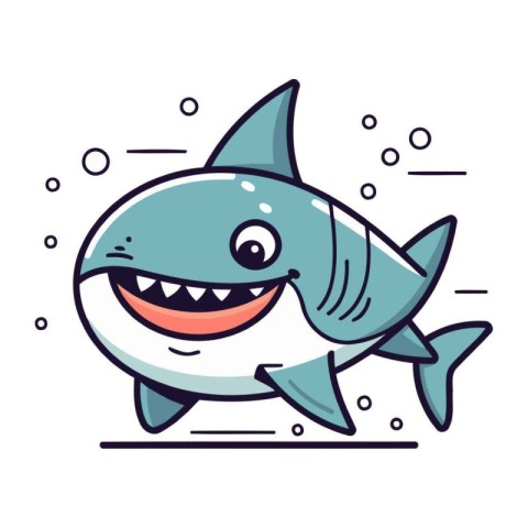 Shark cartoon character. Vector illustration in a flat linear st