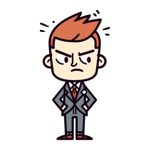 Angry Businessman   Retro Cartoon Vector Illustration