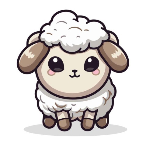 Sheep cute animal cartoon character vector illustration. Cute ca