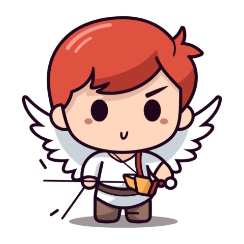 Cupid boy with bow and arrow   Cute cartoon vector illustration