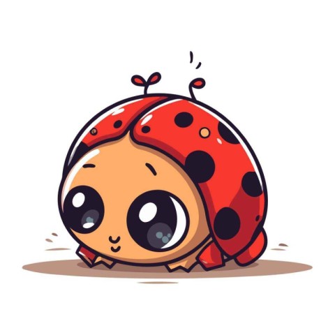 Cute cartoon ladybug isolated on white background. Vector illust