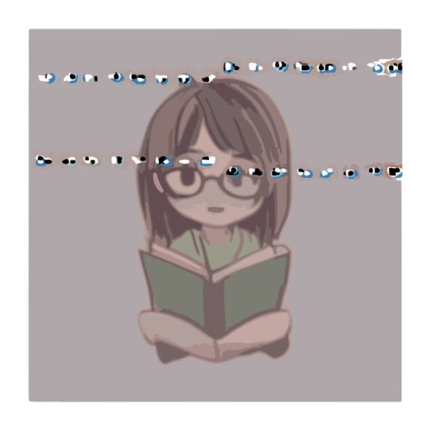 Illustration of a girl with glasses reading a book. Vector illus