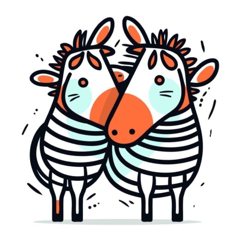 Zebra couple in love. Vector illustration in doodle style.