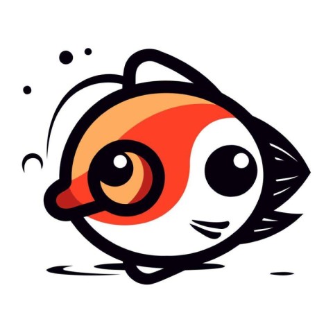 Cartoon fish. Cute kawaii animal. Vector illustration