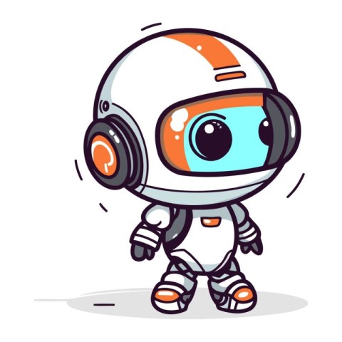 Astronaut with headphones. Vector illustration. Cute cartoon cha