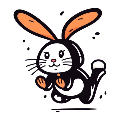 Cute cartoon bunny. hand drawn vector illustration. isolated on