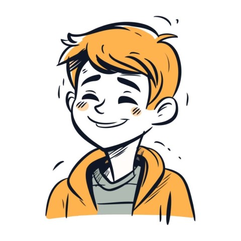 Vector illustration of a happy smiling boy with orange hair in a