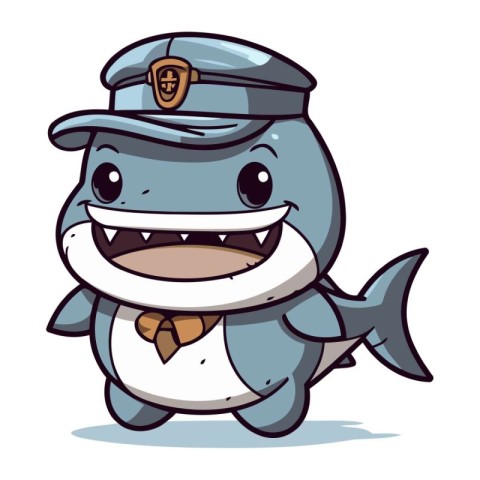 Illustration of a Cute Fish Policeman Cartoon Mascot Character