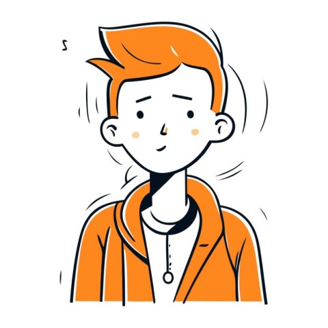 Vector illustration of a young man with orange hair in a coat.