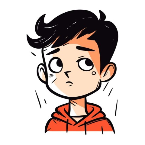 Illustration of a boy with an angry expression on his face.