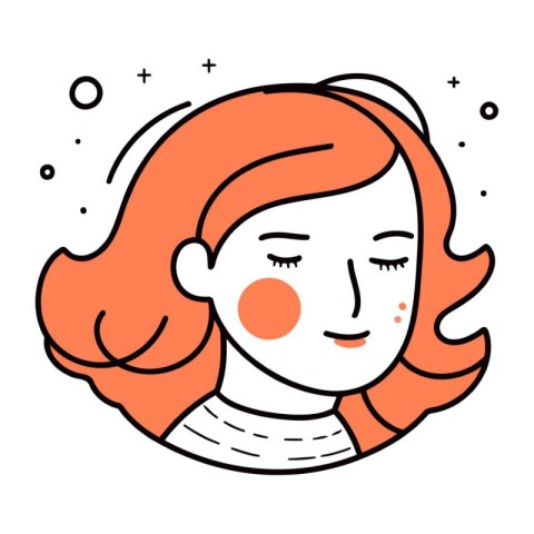 Cute girl with red hair. Vector illustration in flat style.