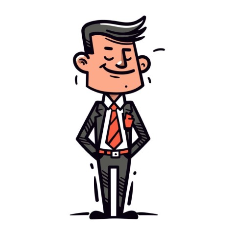 Businessman cartoon character. Vector illustration in doodle sty