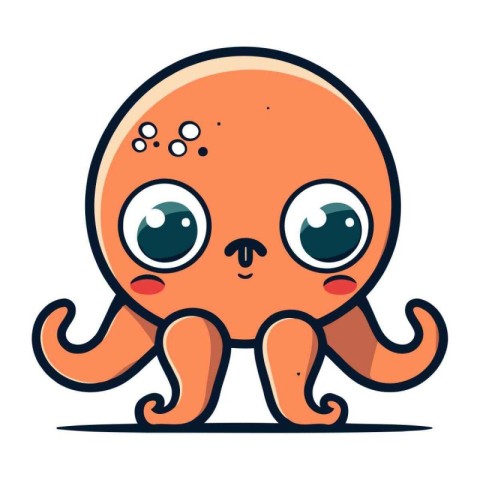 Cute cartoon octopus. Vector illustration isolated on white back