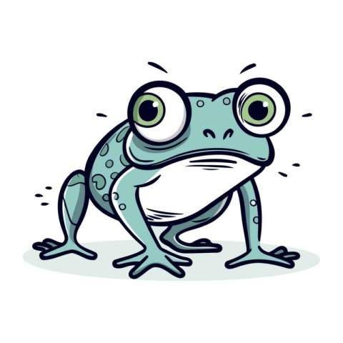 Frog with big eyes. Cute cartoon character. Vector illustration.