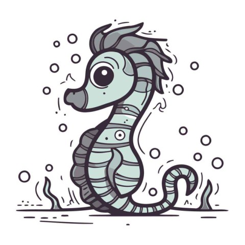 Seahorse vector illustration. Cute cartoon seahorse.