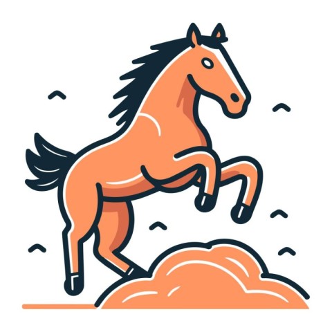 Horse jumping on cloud. Vector illustration of horse jumping on