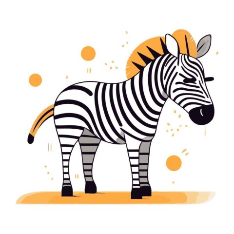 Zebra vector illustration. Cute cartoon zebra on white backgroun