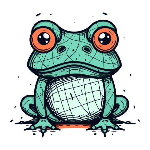 Frog with big eyes. Vector illustration of a cartoon frog.