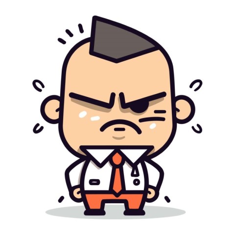 Upset Boss Cartoon Character Vector Illustration. Business Conce