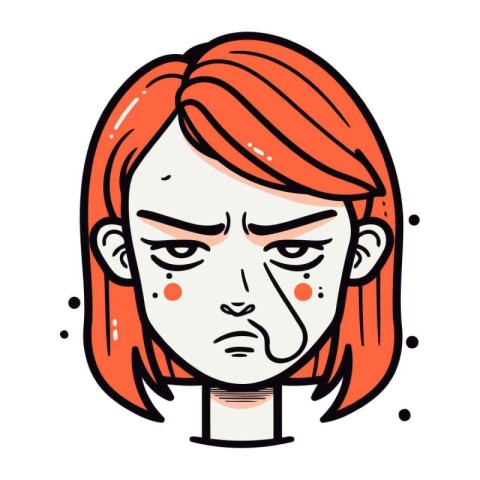 Vector illustration of a red haired woman with freckles.